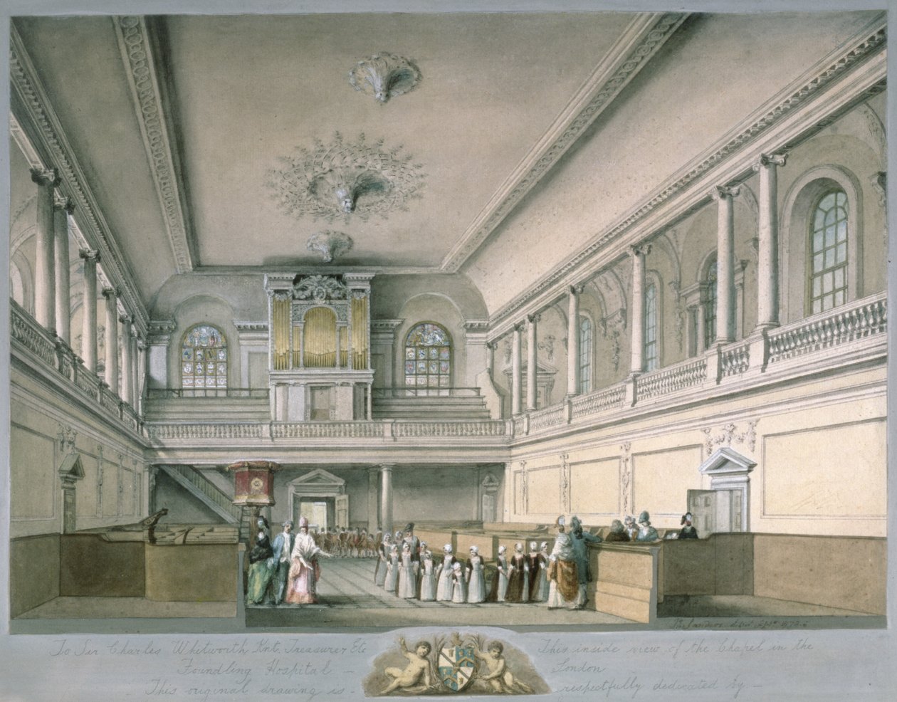 La capilla del Hospital Foundling mirando al oeste, 1773 de John Sanders
