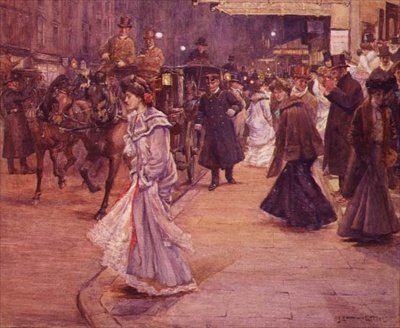 Multitud fuera del teatro de John Sanderson Wells