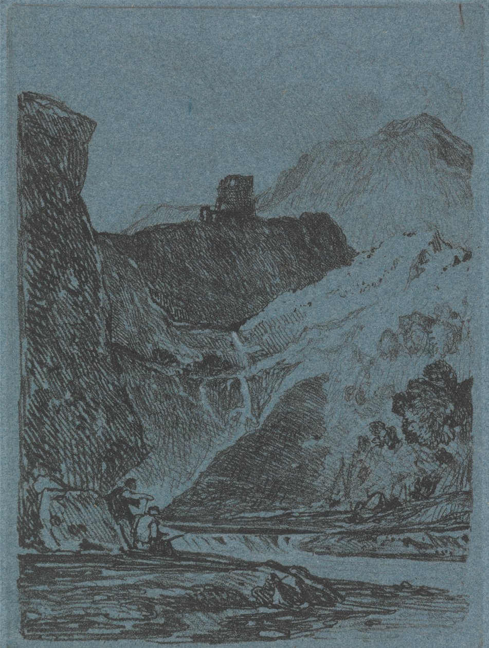 Castillo sobre una cascada de John Sell Cotman