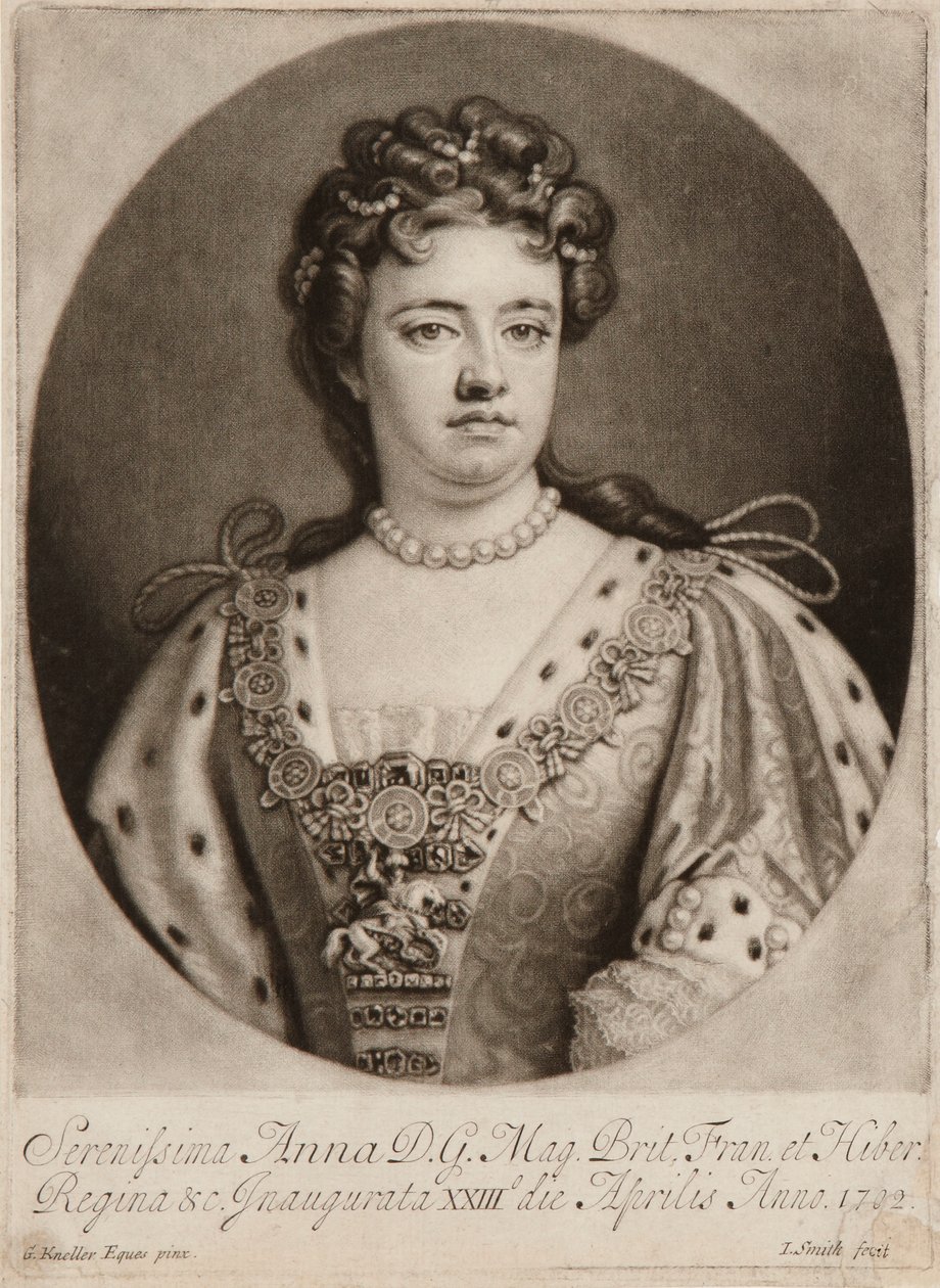 Reina Ana (mezzotinta) de John Smith