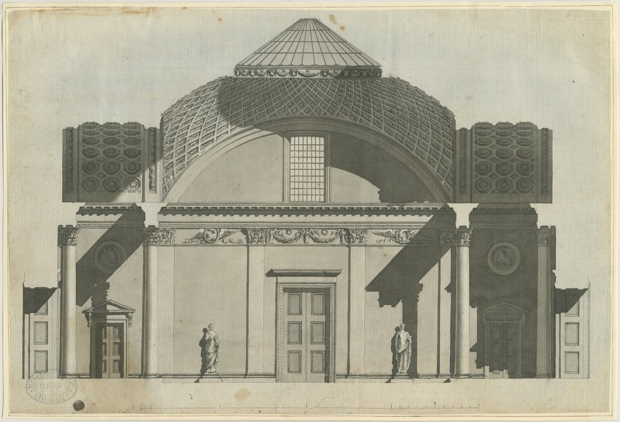 Chillington Hall: dibujo en sepia, nd [1789] de John Soane