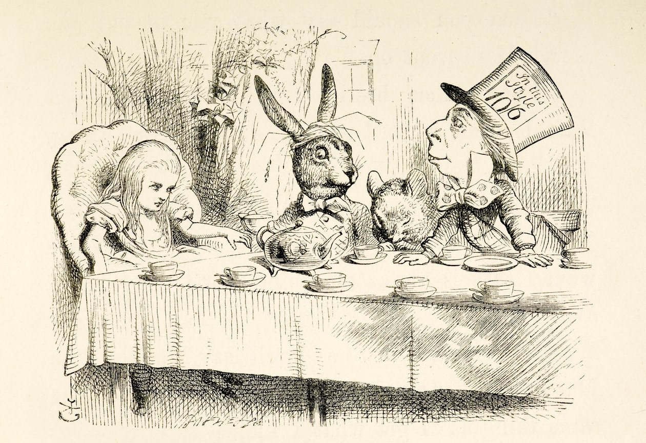 Alicia en la fiesta del té del Sombrerero Loco. de John Tenniel