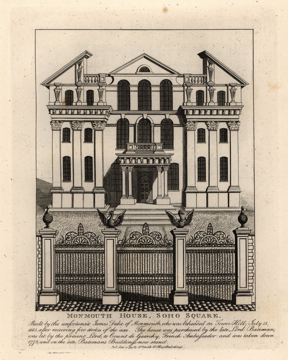 Casa Monmouth, Soho Square, demolida en 1773 de John Thomas Smith