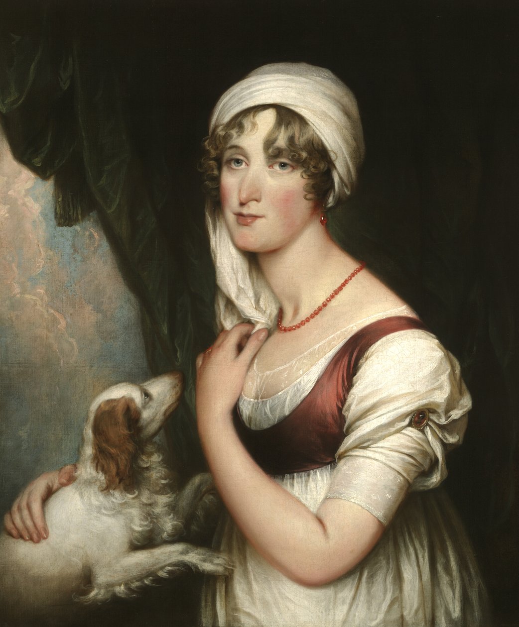 Sarah Trumbull con un Spaniel de John Trumbull