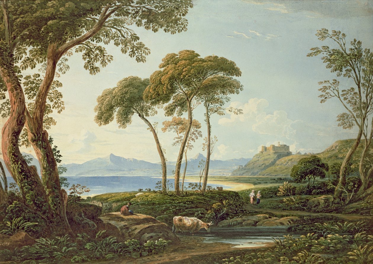 Paisaje con el castillo de Harlech de John Varley