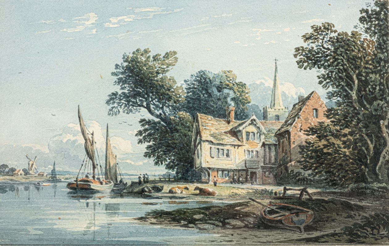 En el Támesis, cerca de Chiswick (acuarela) de John Varley