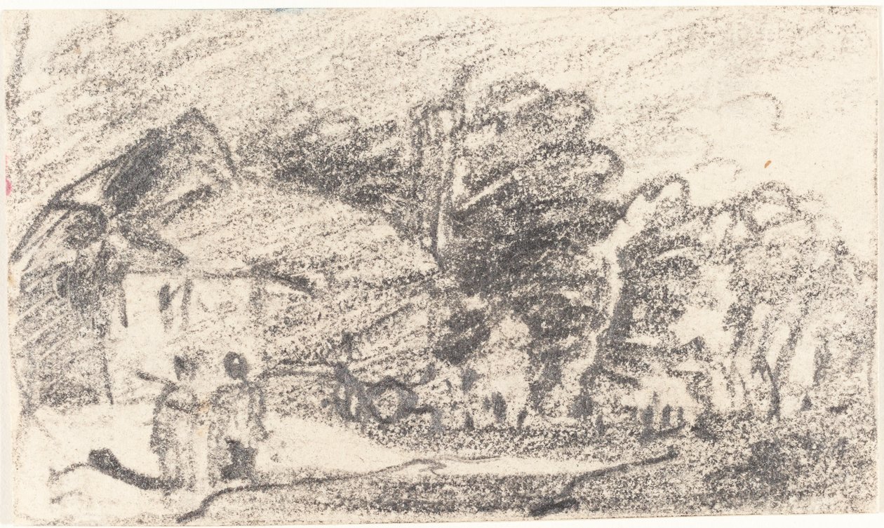 Dos Figuras en un Camino Rural de John Varley