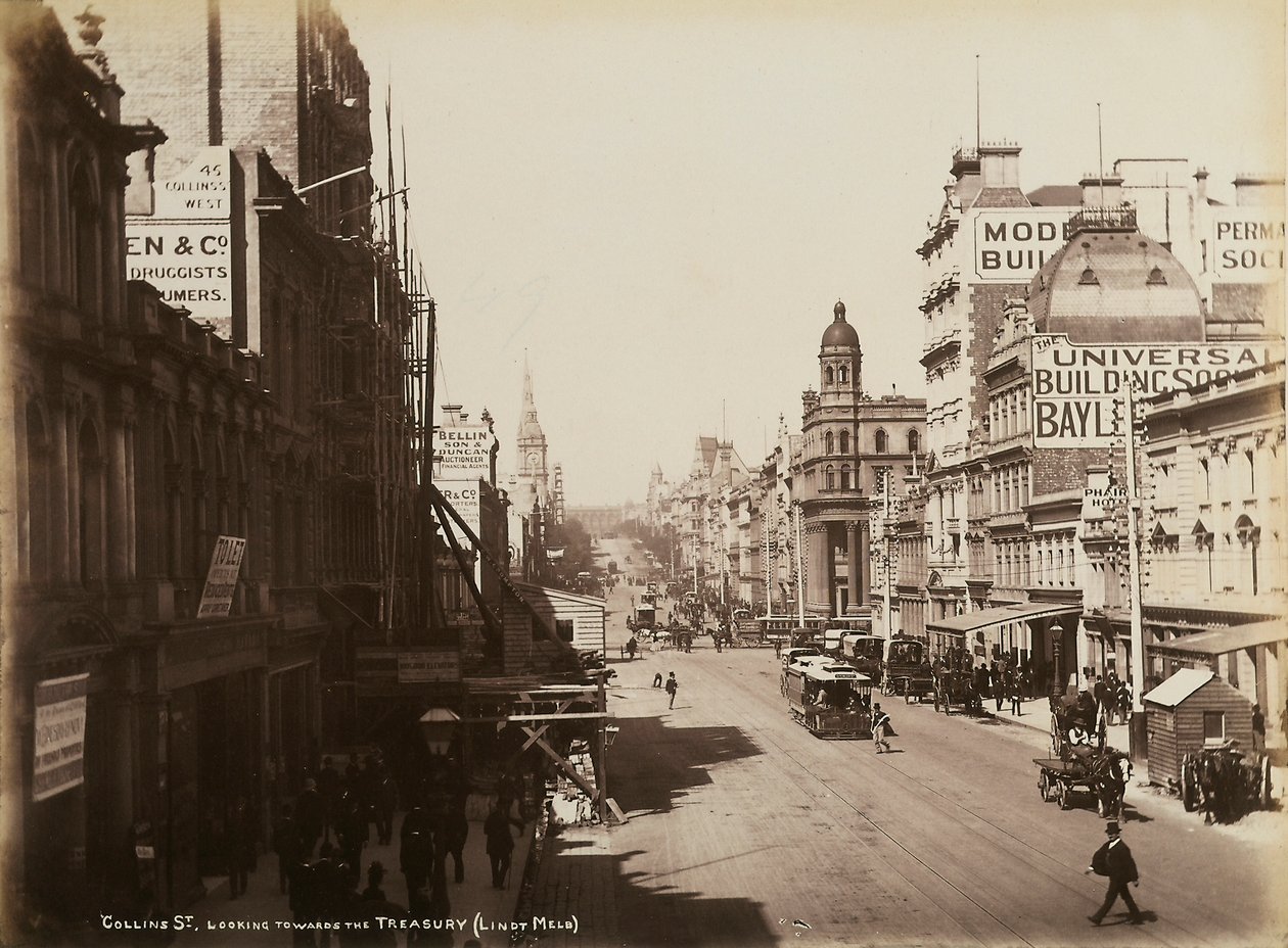 Calle Collins, Melbourne, c.1880 de John W. Lindt