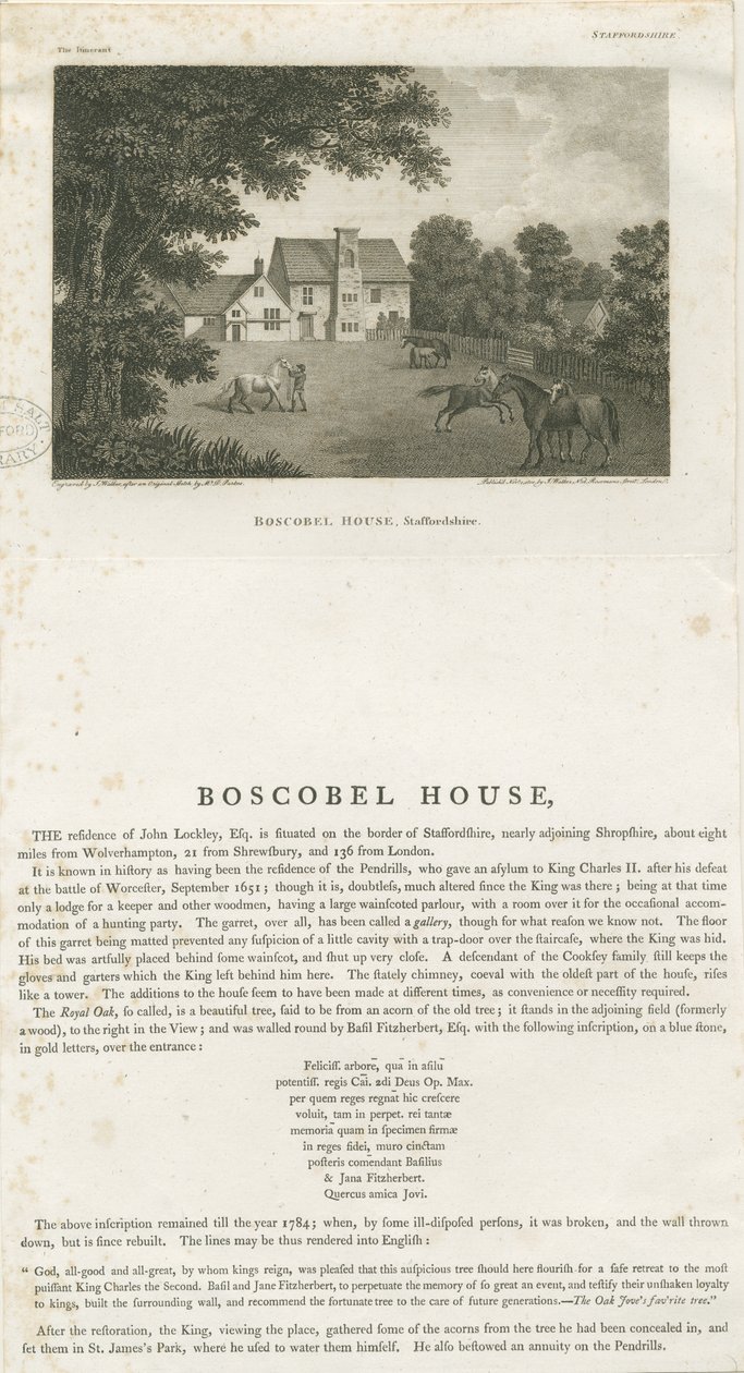 Boscobel House: grabado, nd [1 Nov 1800] de John Walker