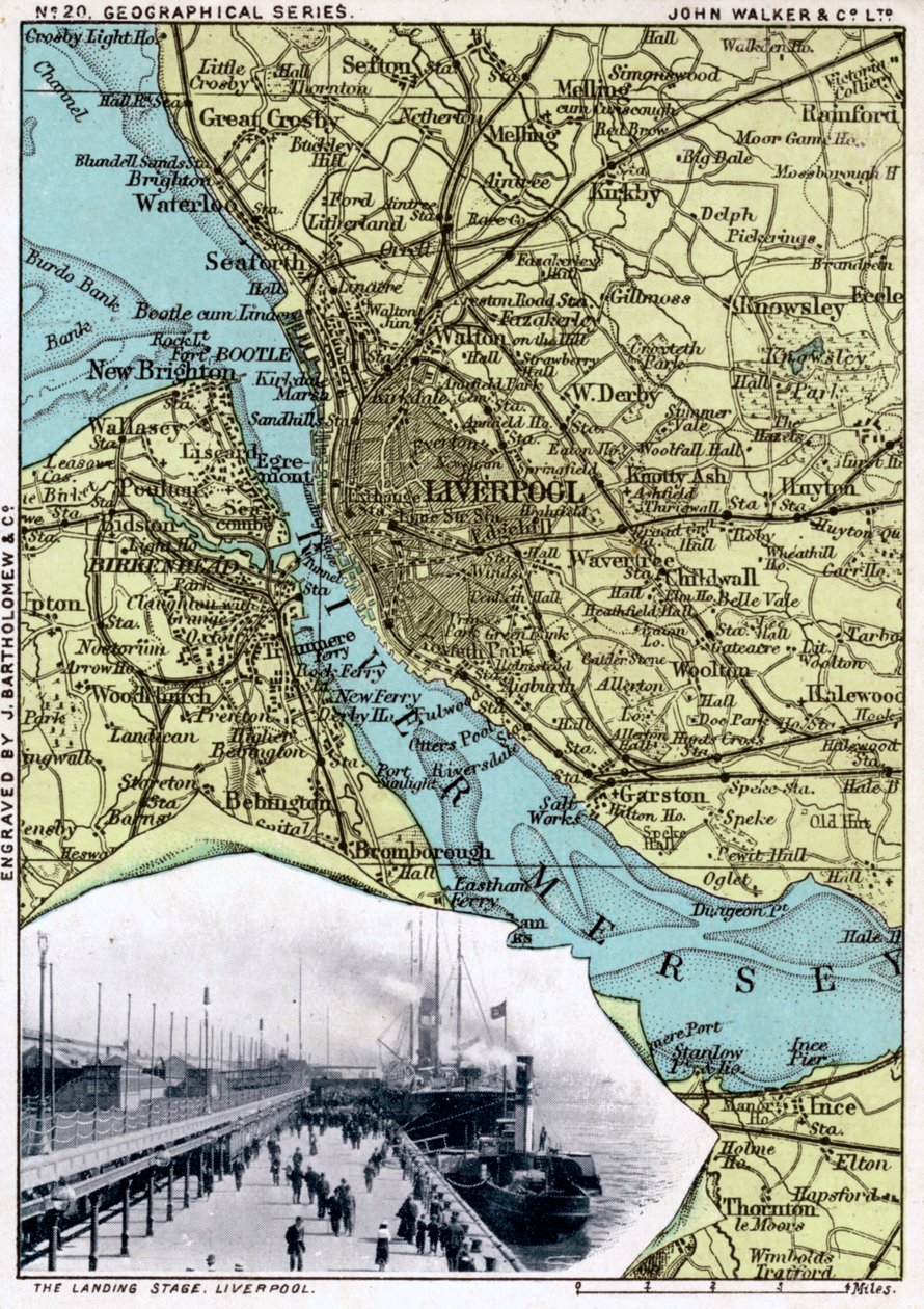 Mapa de Liverpool, Merseyside, 1903 de John Walker