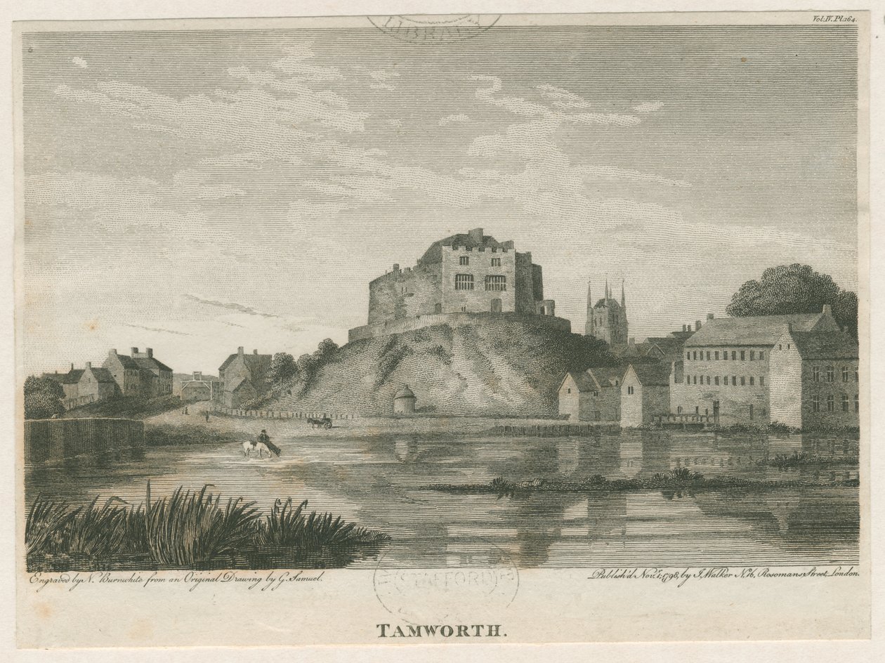 Castillo de Tamworth: grabado, nd [c 1798] de John Walker