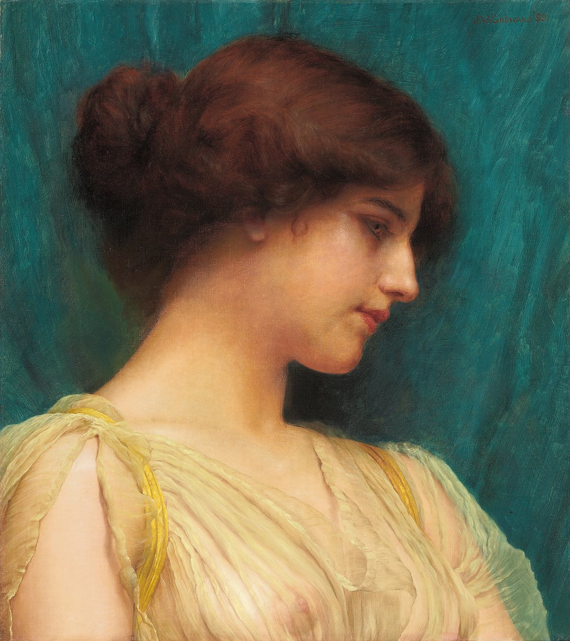 Estudio de la cabeza de una niña, 1899 de John William Godward