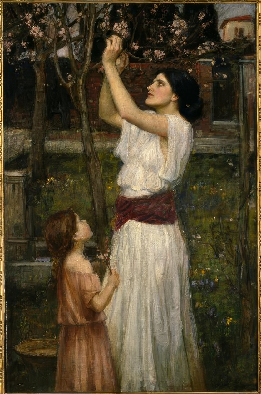 Recogiendo flores de almendro de John William Waterhouse