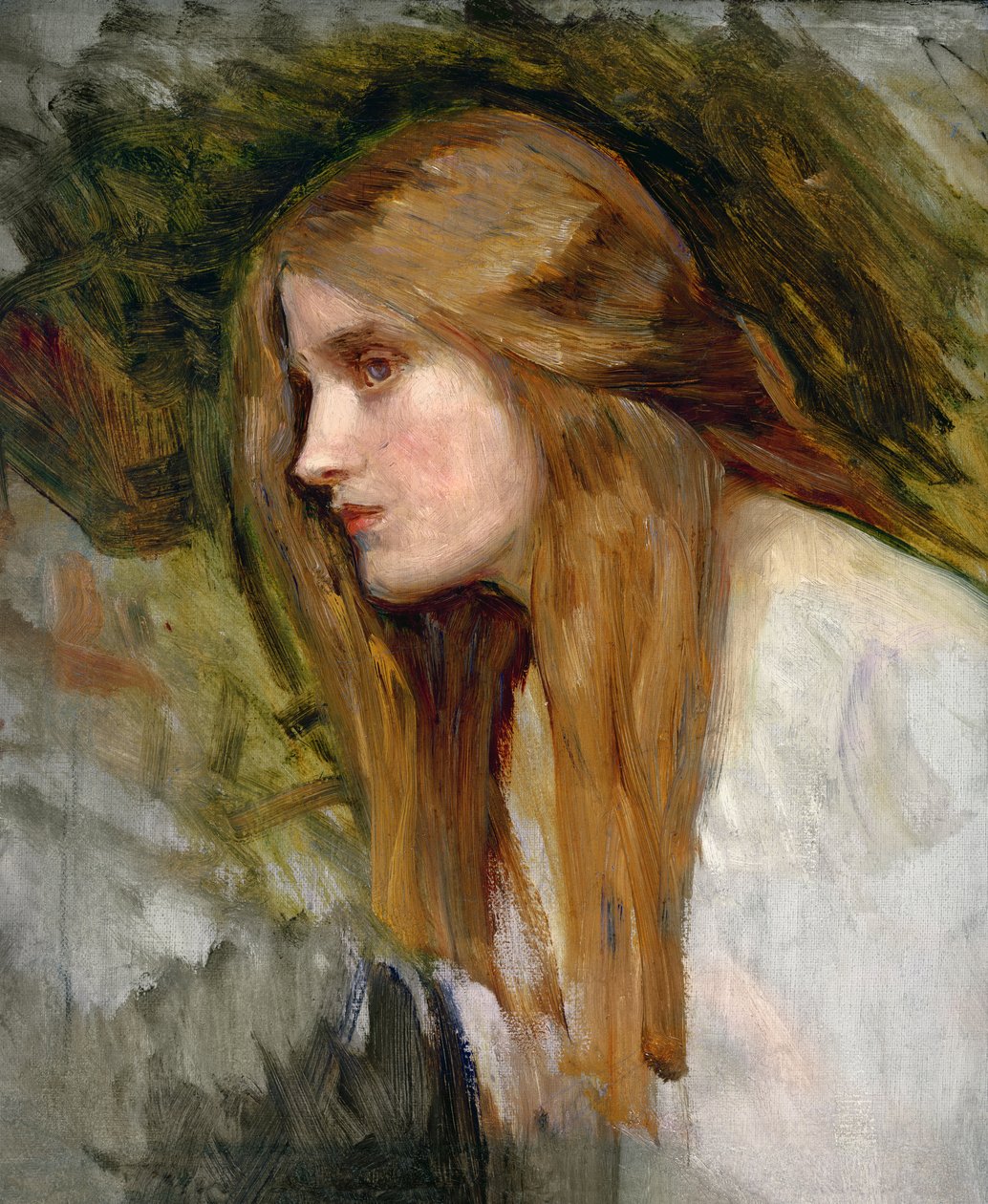 Cabeza de una niña, c.1896 de John William Waterhouse