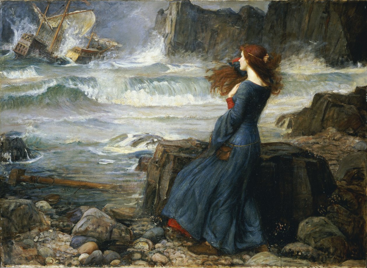 Miranda - La tempestad, 1916 de John William Waterhouse