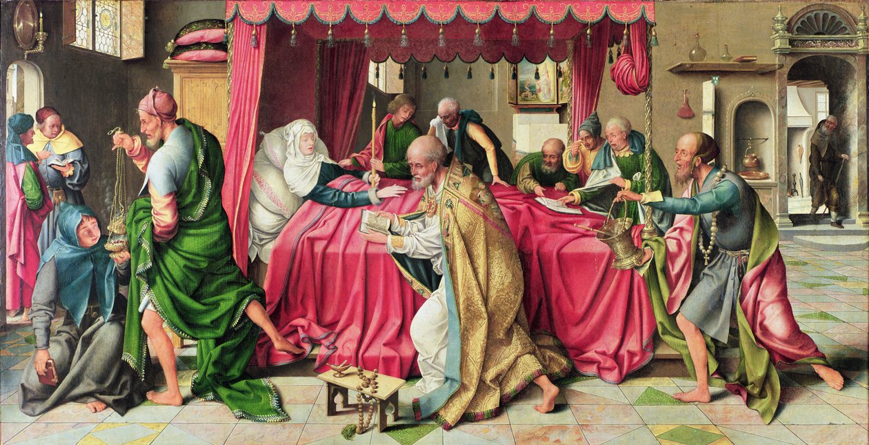 Tríptico con la muerte de la Virgen, 1515 de Joos van Cleve