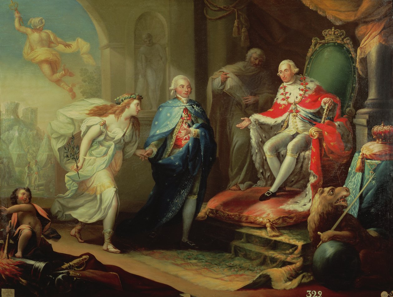 Godoy presentando la paz a Carlos IV, 1796 de José Aparicio