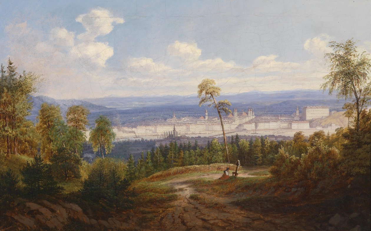 Vista de Linz desde Pöstlingberg de Josef Edelbacher