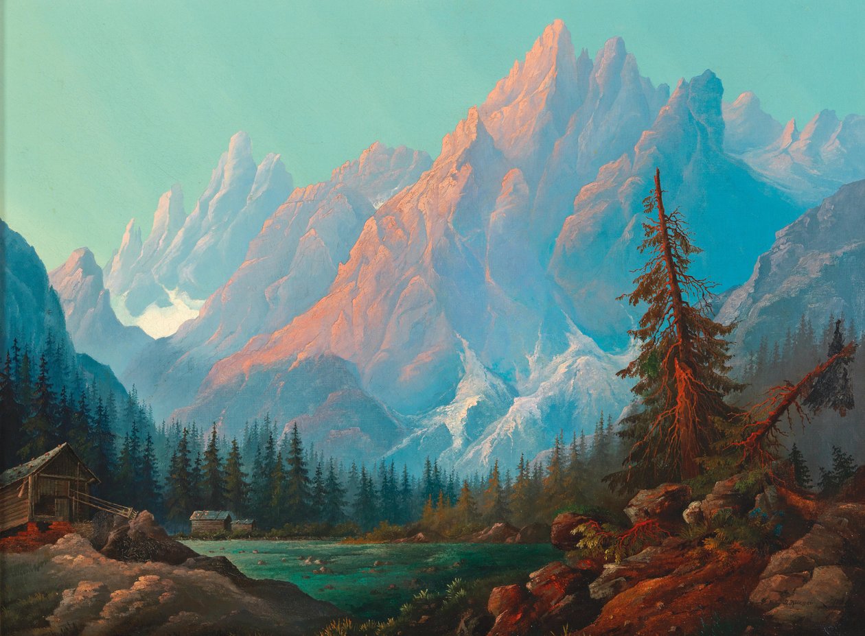 Alta montaña con nieve y lago de Josef Krieger