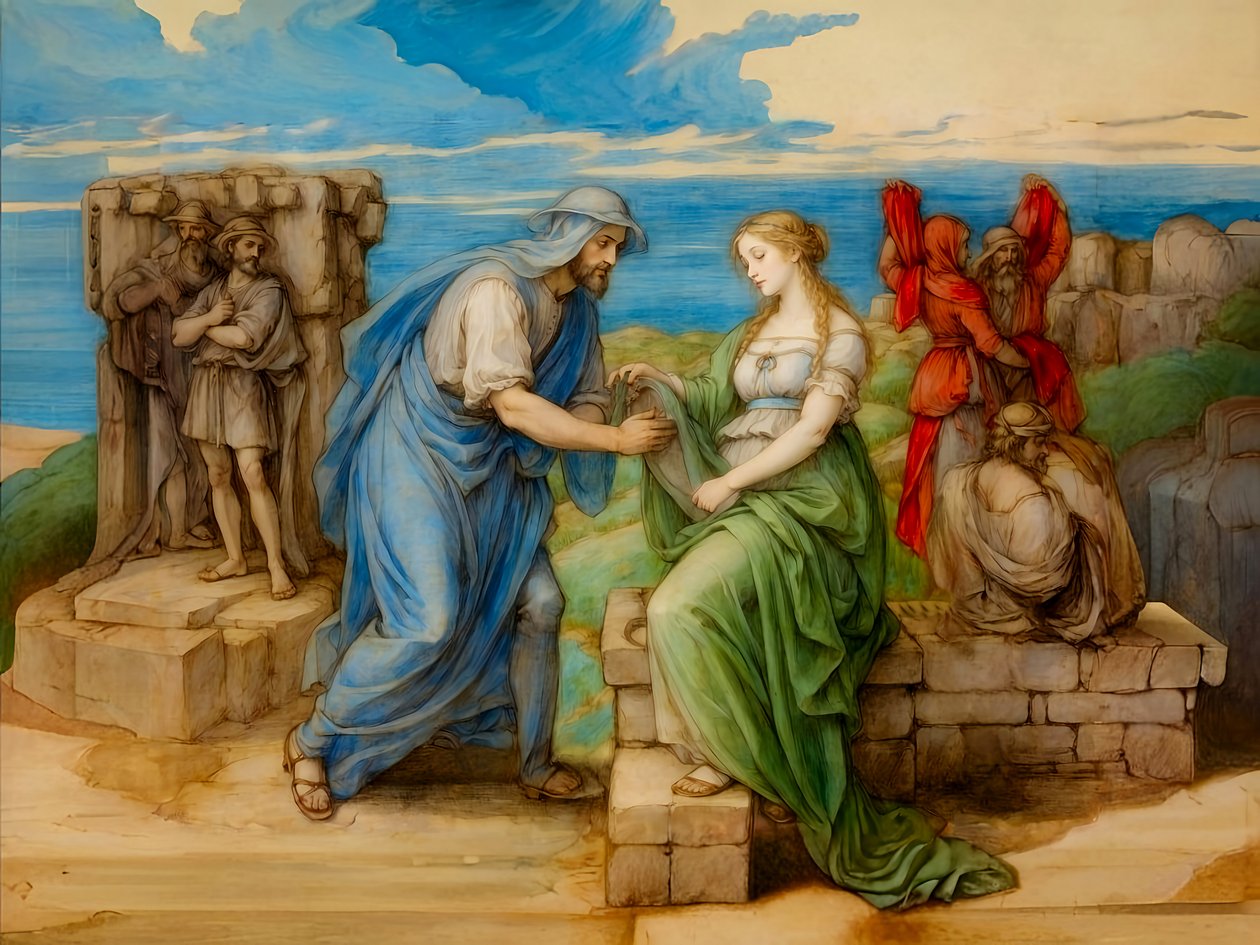 A1_Génesis_29-Rebekah en el pozo de Josef Johann Michel