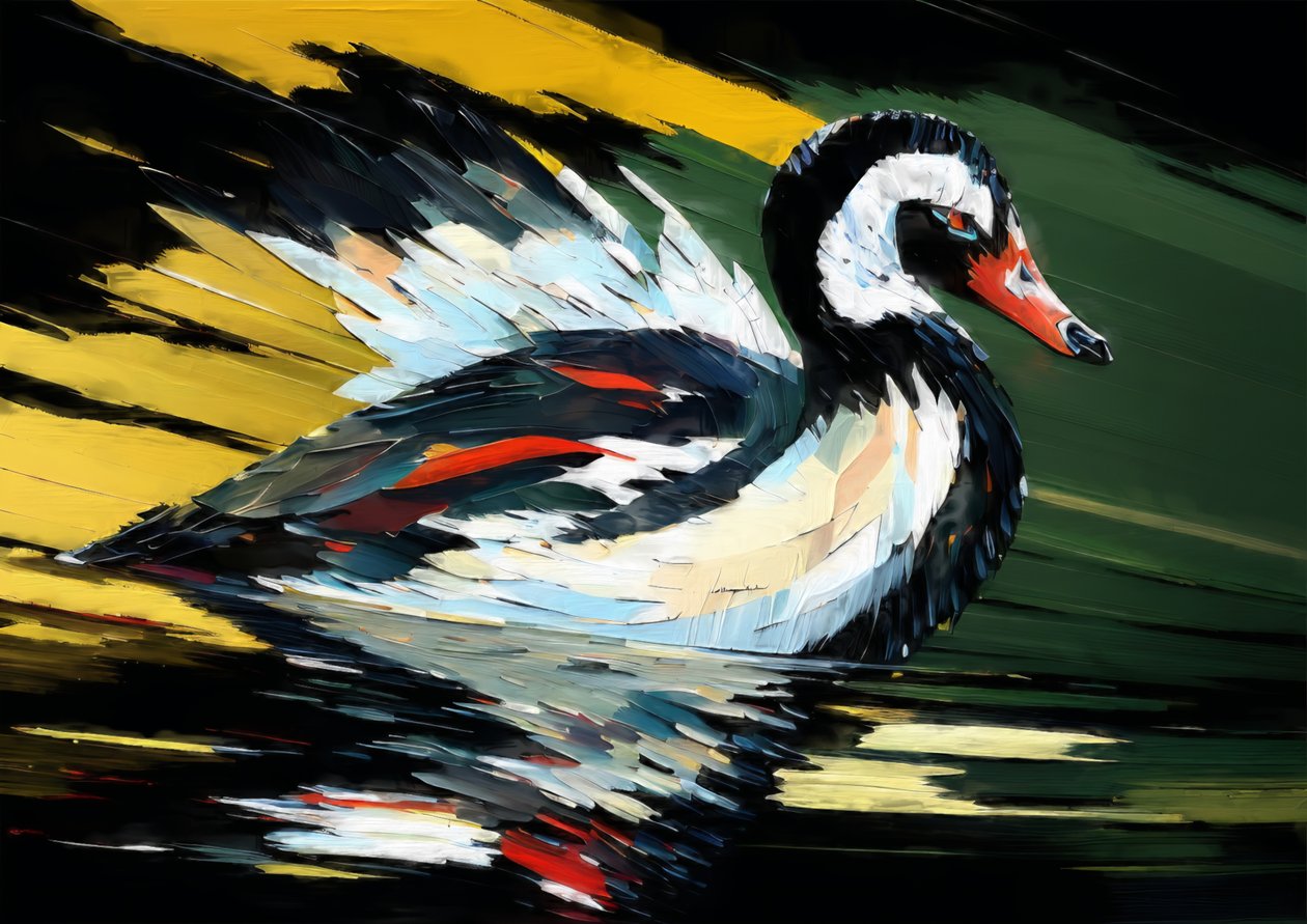 Animales: cisne negro 4 de Josef Johann Michel