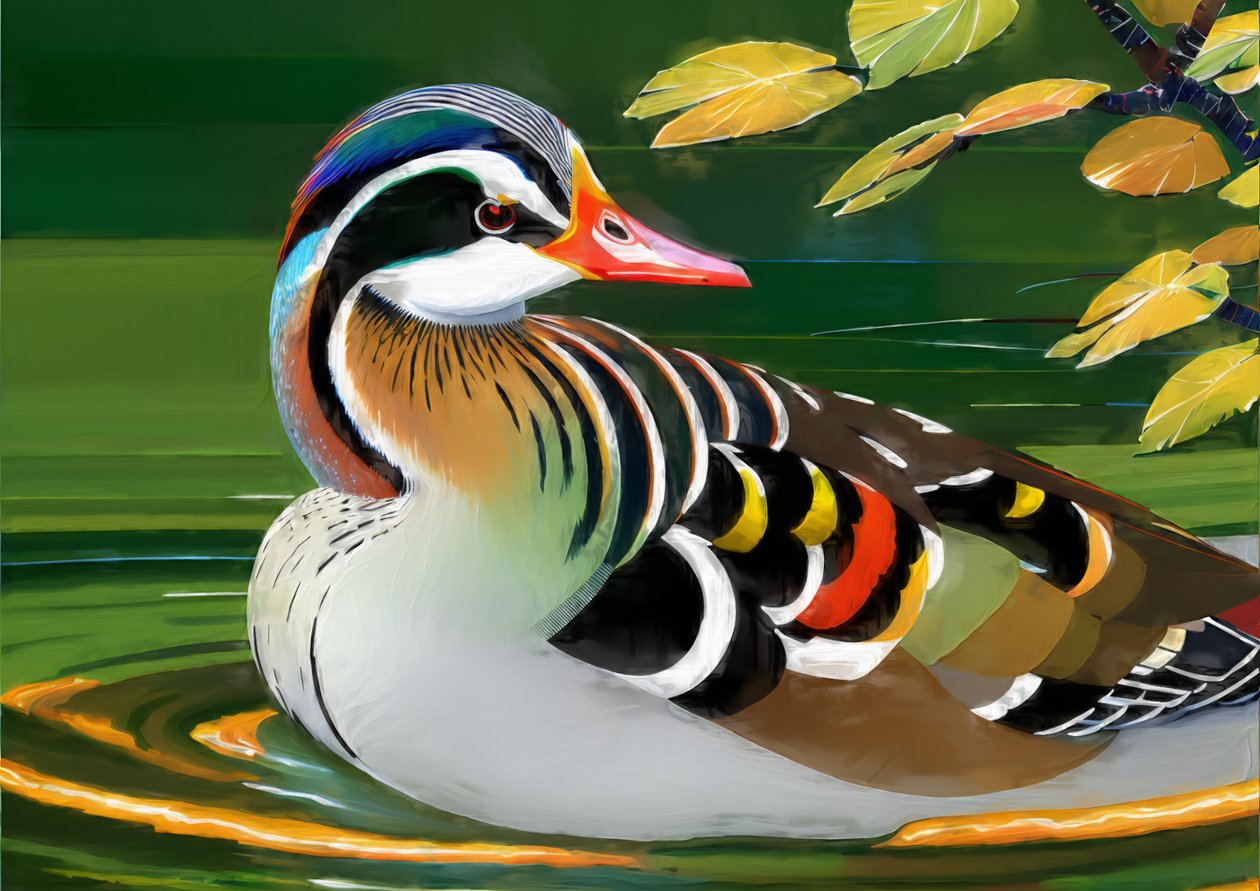 Animales: pato mandarín 1 de Josef Johann Michel