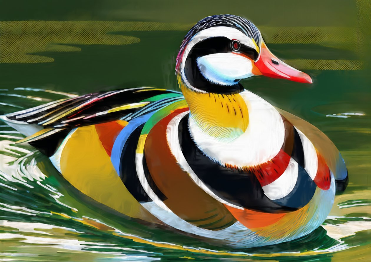 Animales: pato mandarín 2 de Josef Johann Michel