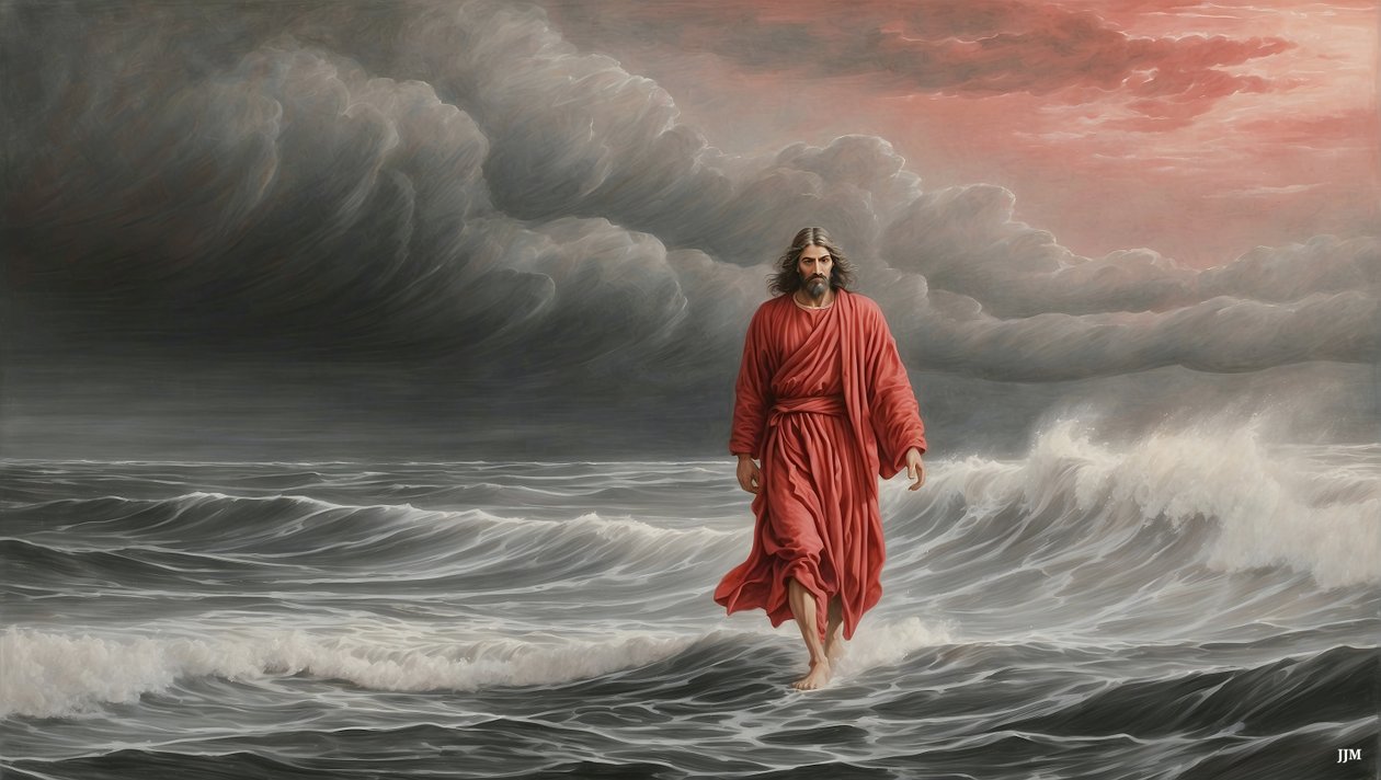 Jesús_caminando por el lago_01_E de Josef Johann Michel