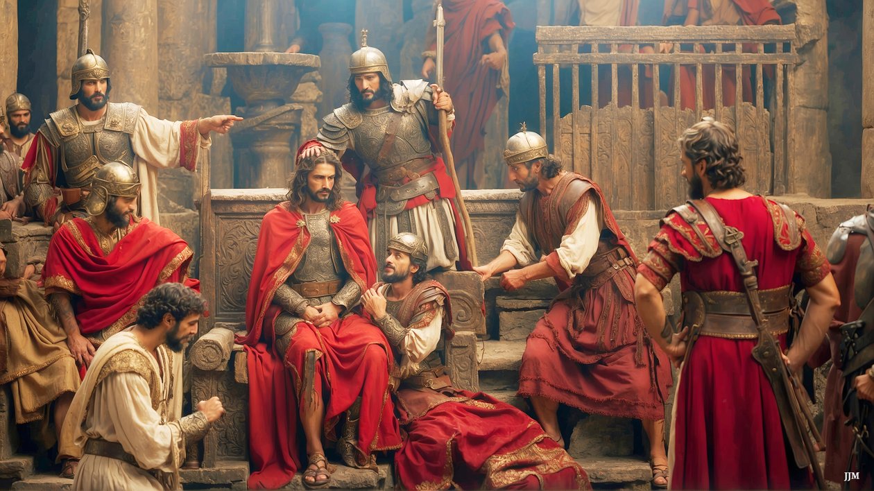 Jesús_burlado y apaleado por soldados romanos_04 de Josef Johann Michel