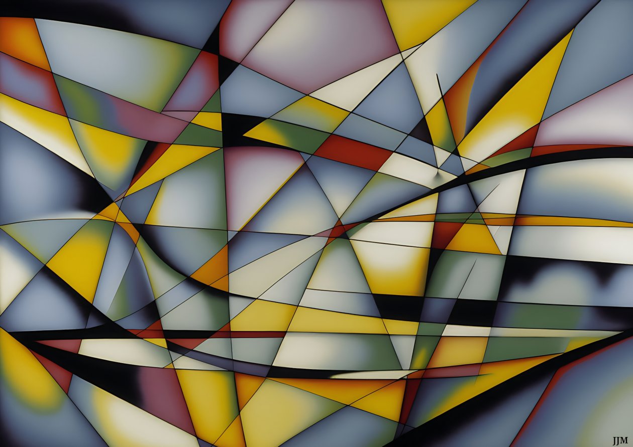 abstracto: curvas+triángulos_amarillo_plata 1 de Josef Johann Michel