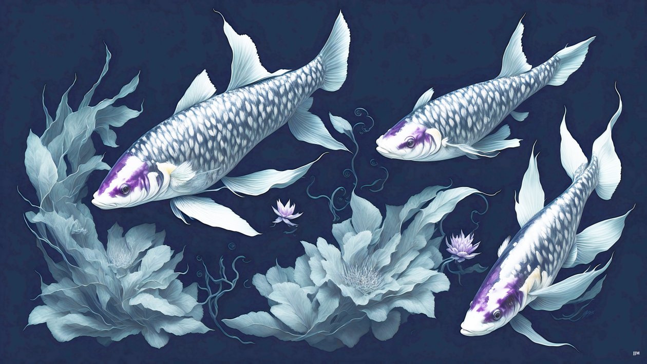 pintura a tinta: Koi-Karpfish_amethyst_02 de Josef Johann Michel
