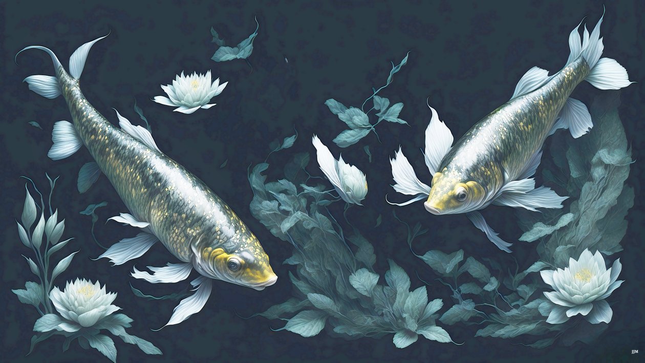 pintura a tinta: Koi-Karpfish_yellow_02 de Josef Johann Michel