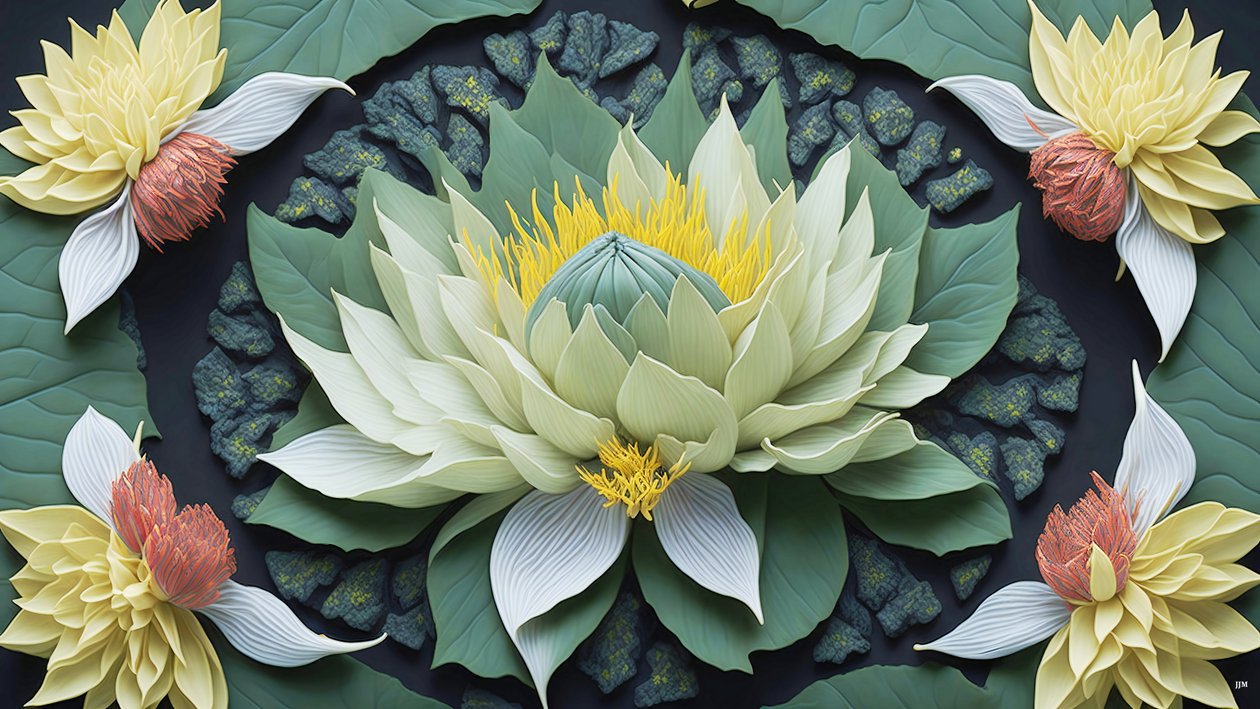 mandala: nenúfares elementos_04 de Josef Johann Michel