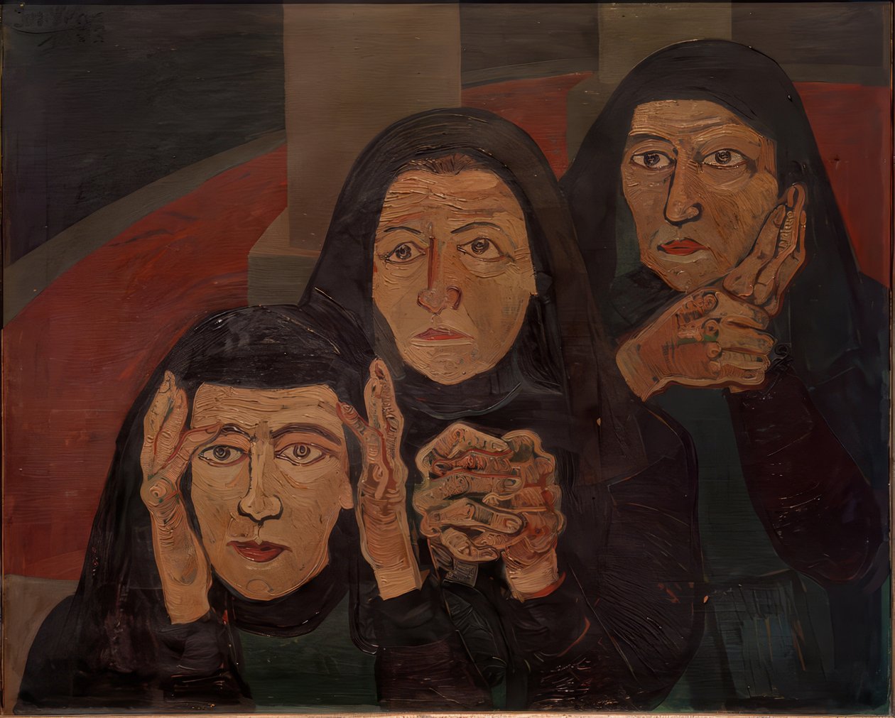 Tres mujeres afligidas (Lamenting women) de Josef Scharl