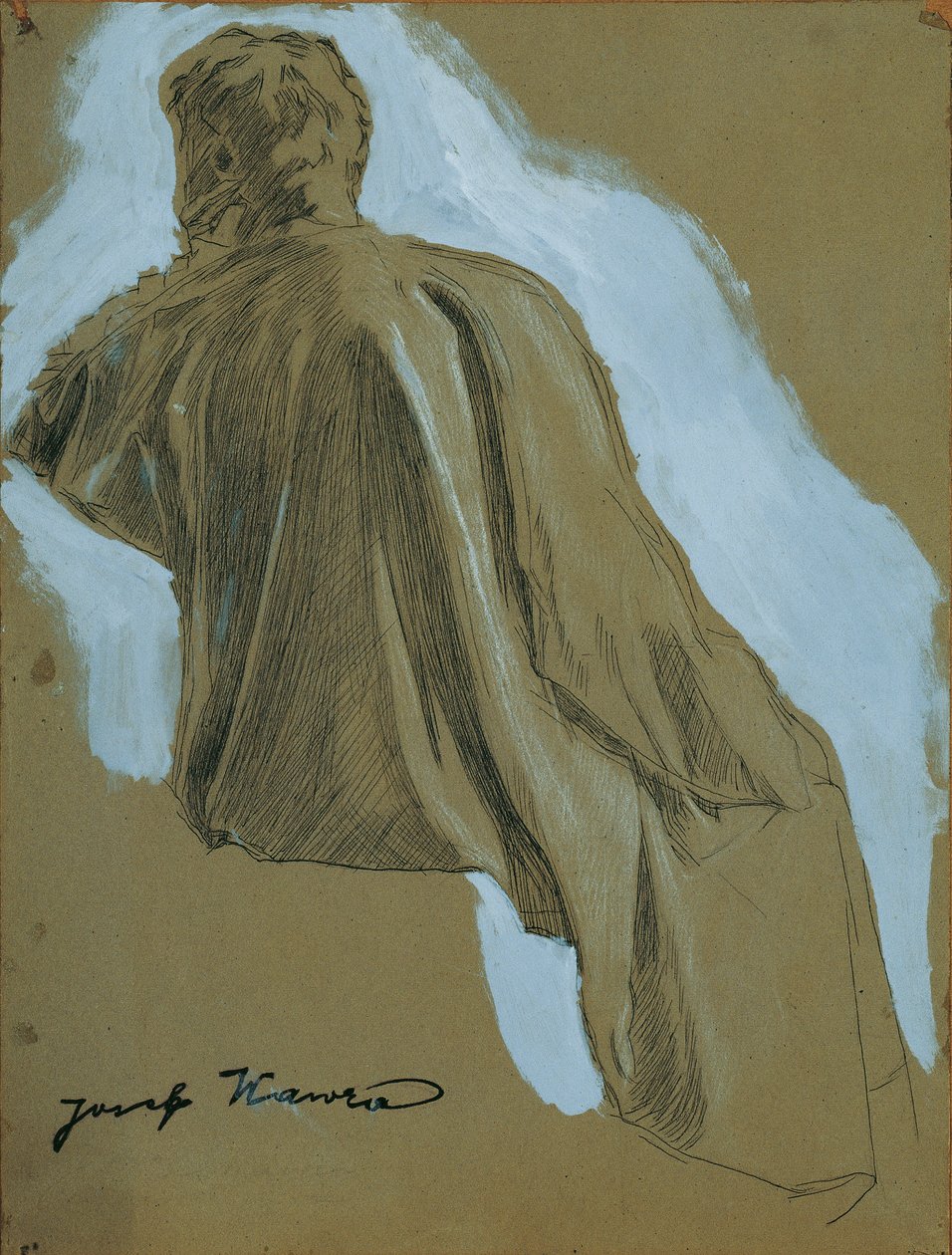 Hombre sentado (estudio de cortinas) de Josef Wawra