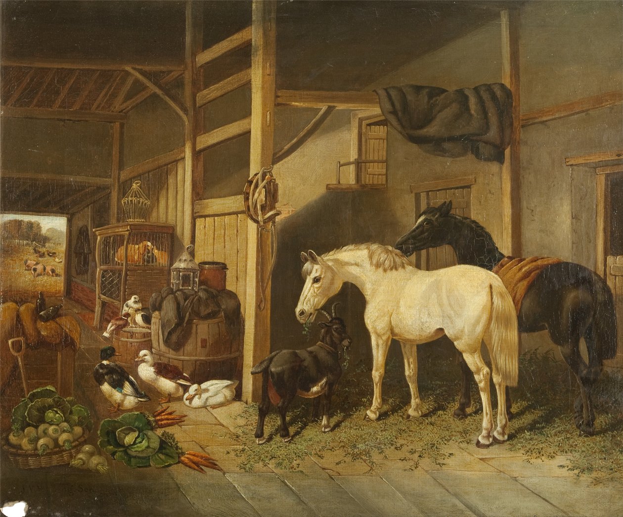 Interior de un establo de Joseph Clark