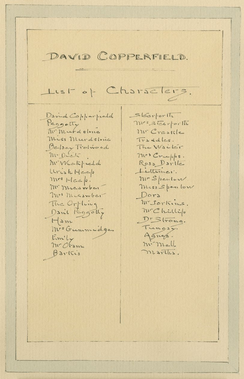 Lista de personajes, c.1920s de Joseph Clayton Clarke