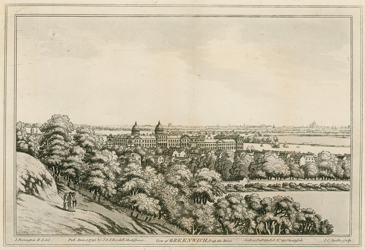 Una vista de Greenwich, Londres, y el río Támesis de Joseph Farington