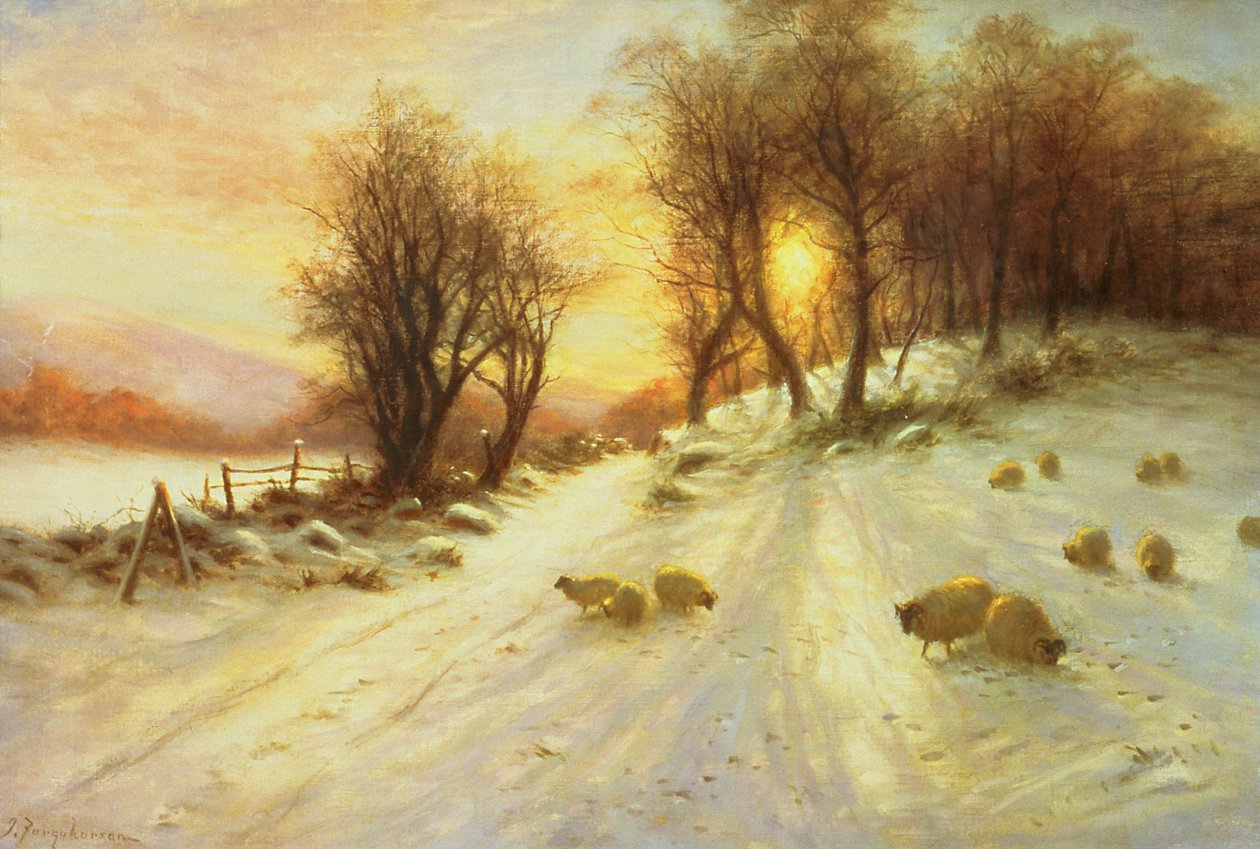 Ovejas en la nieve de invierno de Joseph Farquharson