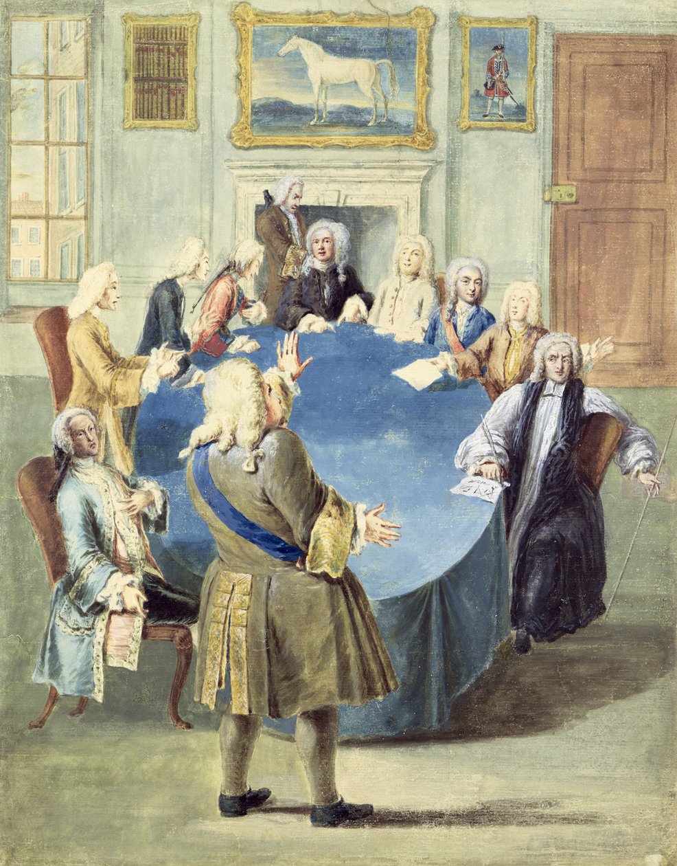 Sir Robert Walpole dirigiéndose a su gabinete de Joseph Goupy