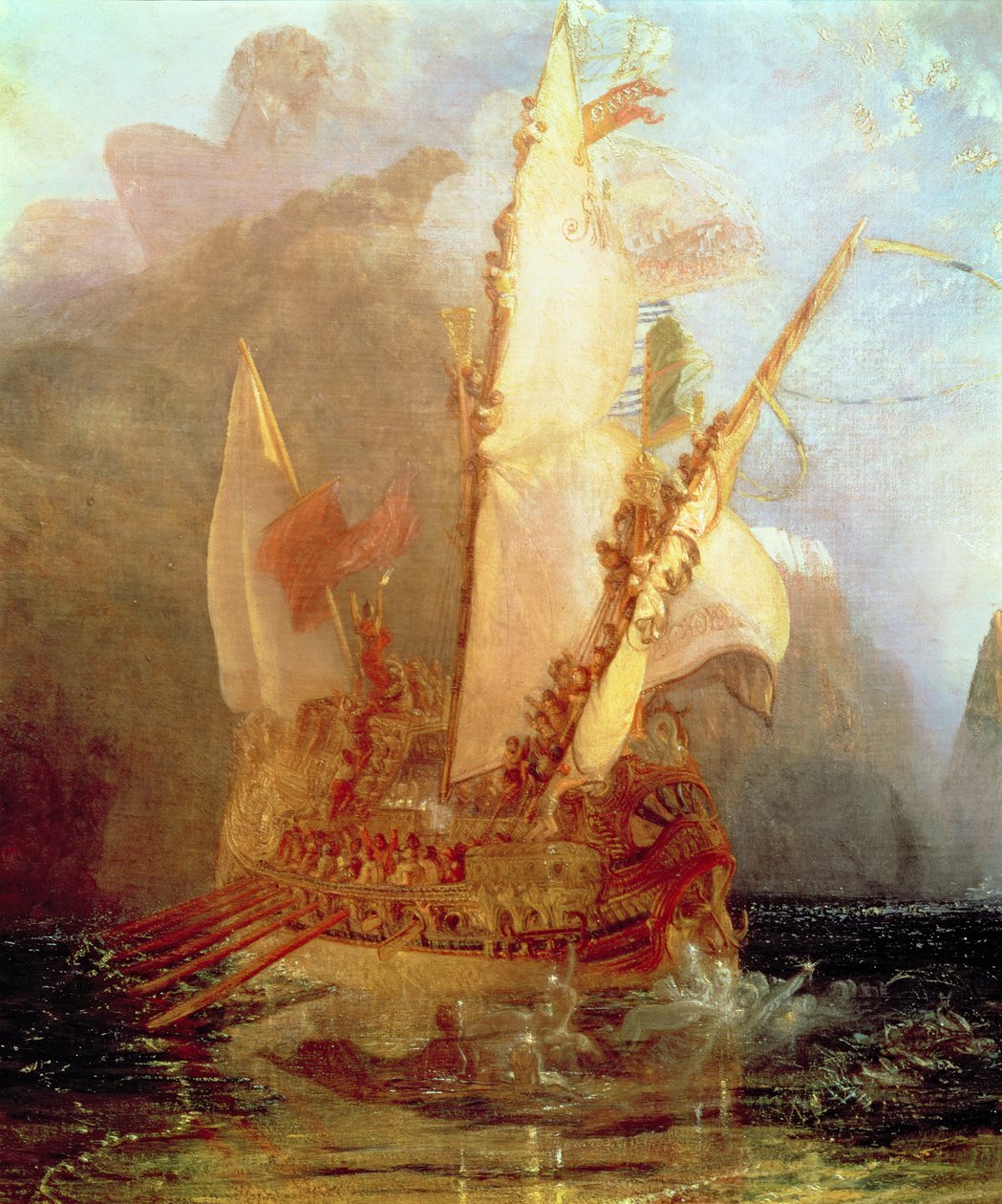Ulises Ridiculizando a Polifemo, detalle del barco, 1829 (detalle) de Joseph Mallord William Turner