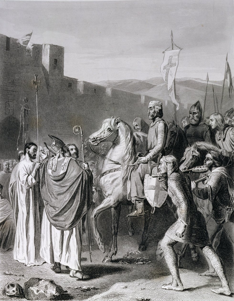 Balduino I (c.1058-1118) grabado por Thibault de Joseph Nicolas Robert Fleury
