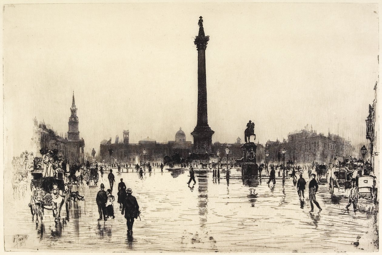 Monumento a Nelson, Trafalgar Square, Londres, 1887 de Joseph Pennell