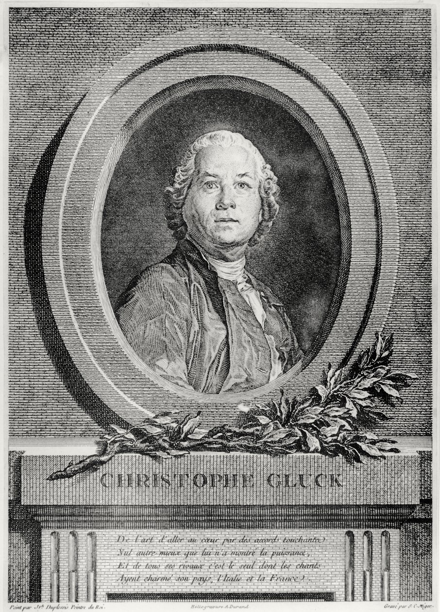 Retrato de Christoph Gluck, compositor alemán, grabado por Simon Charles Miger de Joseph Siffred Duplessis