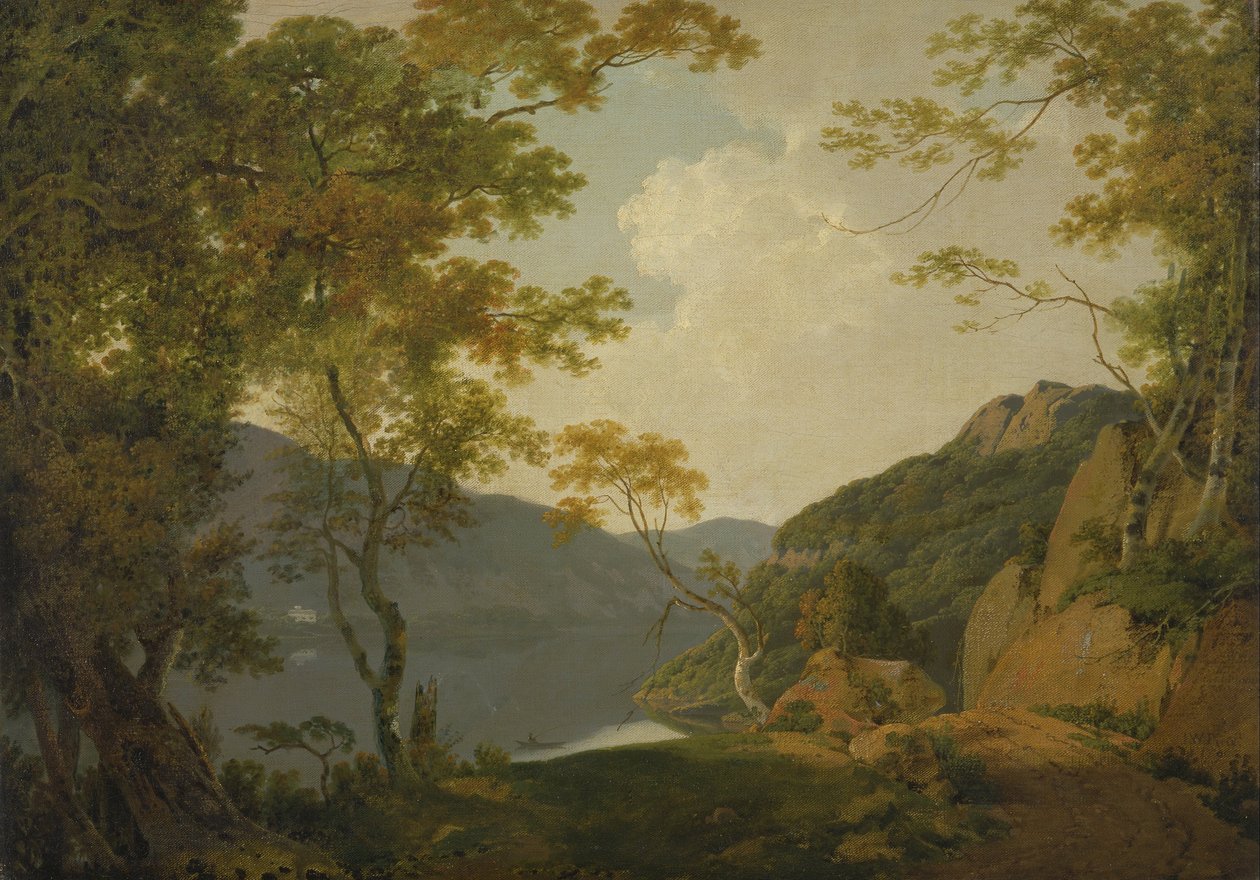 Escena del lago de Joseph Wright of Derby