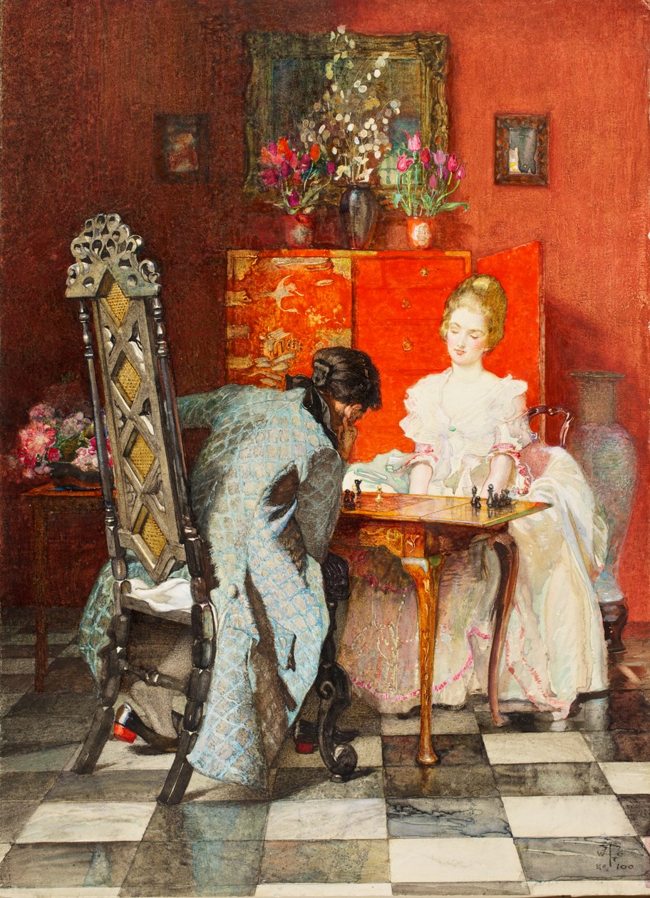 Los Jugadores de Ajedrez, o Negro para Mover, 1920 de Joseph Walter West