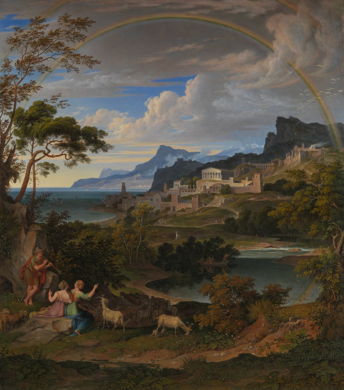 Paisaje heroico con arco iris de Joseph Anton Koch