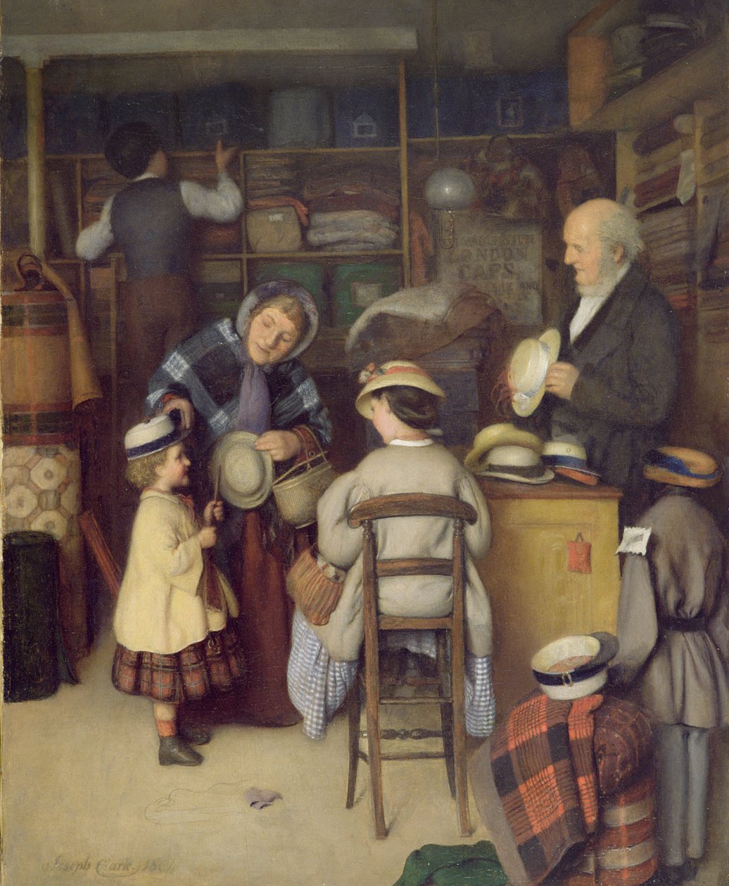 Comprando un sombrero nuevo, 1880 de Joseph Clark