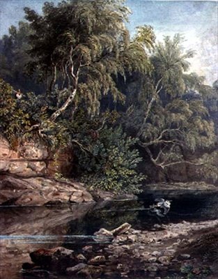 Escena del bosque, con una garza asustada de Joseph Clayton Bentley