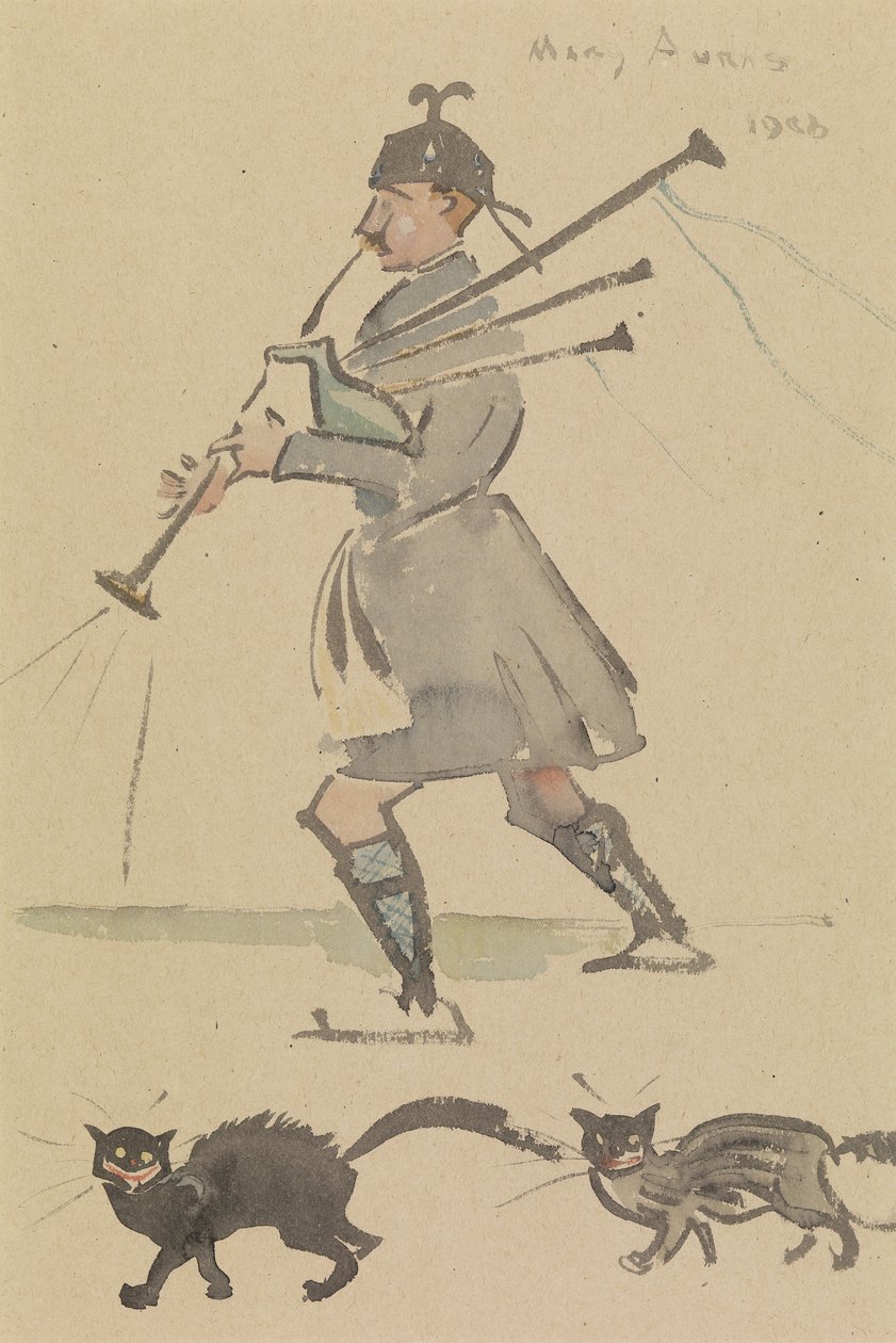 Highlander tocando la gaita de Joseph Crawhall